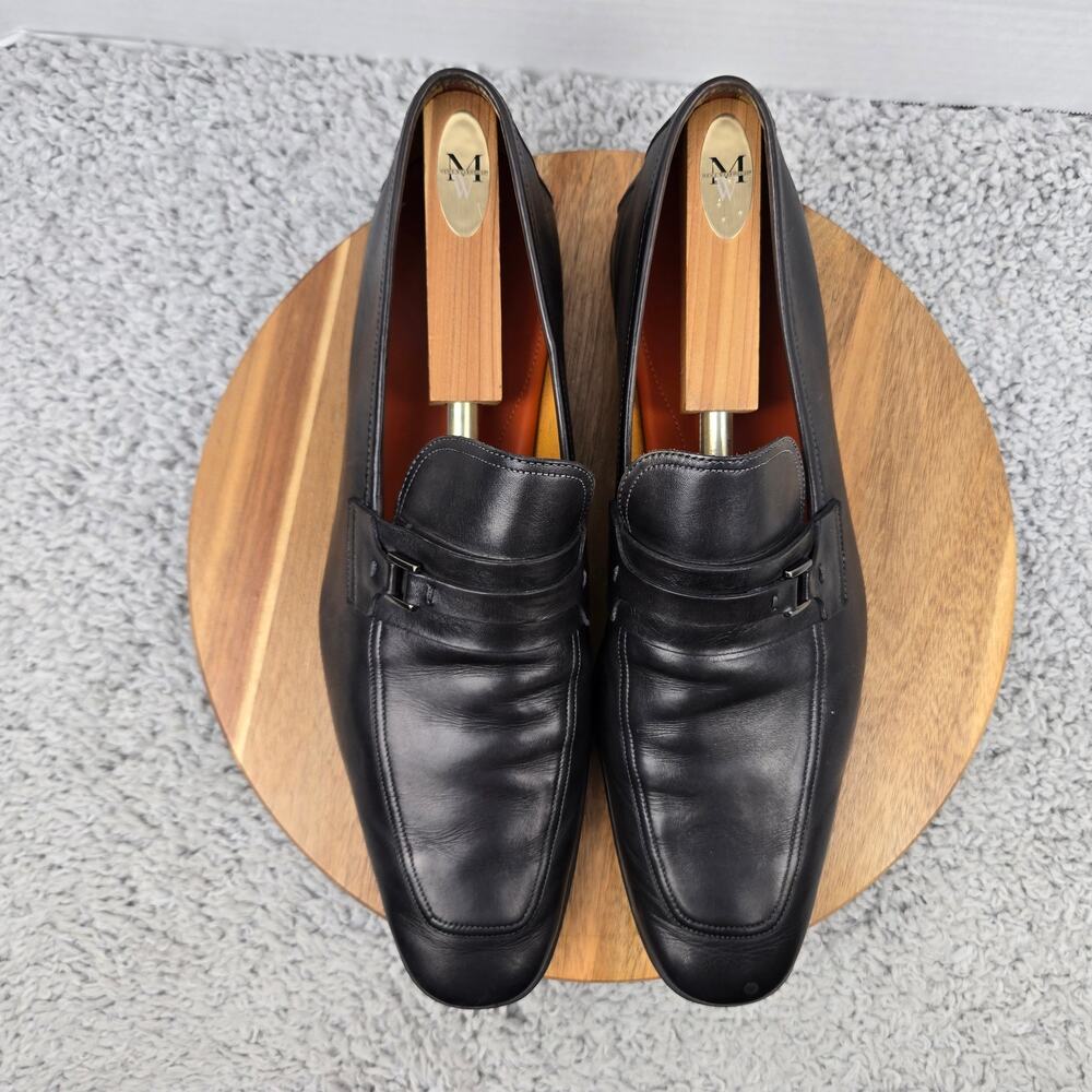 Magnanni Men 13M Black Leather Side Bit Apron Toe Business Casual Loafer Dress - Picture 5 of 13
